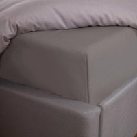 OHS Luxury Plain Dyed Cotton 30cm Deep Fitted Bed Sheet in Grey | Size: Single Fitted