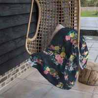 Floral Pattern Blanket - Black