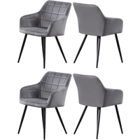 Set of 4 Camden Velvet Dining Chairs Upholstered for Kitchen Dining Room - Dark Grey