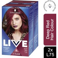 Schwarzkopf Live Color Lift Permanent Colour Hair Dye, L75 Deep Red with Serum - Buy2 - L75 Deep Red / 2