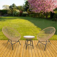 RayGar, 3pcs Bistro Egg Designer String Chair Garden Set - Natural RayGar, 3pcs Bistro Egg Designer String Chair Garden Set - Natural