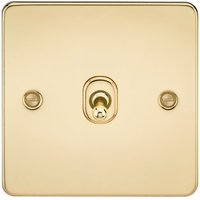Knightsbridge Flat Plate 10AX 1G 2 Way Toggle Switch - Polished Brass - FP1TOGPB - Polished Brass
