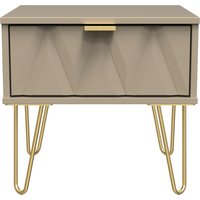 Diamond Ready Assembled 1 Drawer Bedside Cabinet with Legs - Mushroom Matt
