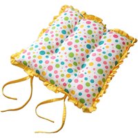 Reversible Frilled Cushion Seat Pad with Ties - Multi Colour