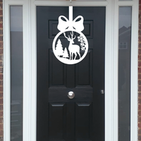 Christmas Stag Front Door Sign - White