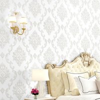 Peelable Damask Floral Wallpaper Roll White - White