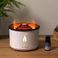 Medium Volcano Effect Humidifier with LED Ultrasonic Essential Oil Diffuser - White
