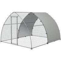 PawHut Walk In Hen Run with Cover for Small Animals - Silver / FabricPolyesterSteel