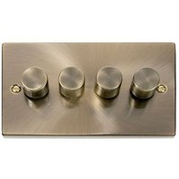 Antique Brass 4 Gang 2 Way LED 100W Trailing Edge Dimmer Light Switch. - SE Home - Antique Brass