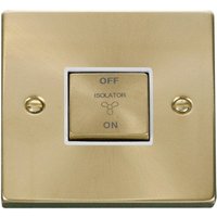 Satin Brushed Brass 10A 1 Gang Ingot 3 Pole Fan Isolation Switch - White