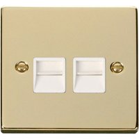 Polished Brass Secondary Telephone Twin Socket - White
