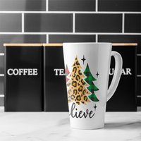 Christmas Trees With Leopard Print Dining Latte Mug - Brown