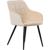 Single Camden Velvet Dining Chair Upholstered for Kitchen Dining Room - White