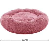 Round Plush Dog Bed - Pink / 60cm