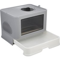 Kidkid Cat Litter Box Folding Enclosed Plastic with Scoop - Grey