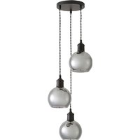 Bellamy Smoked Glass Globe 3 Drop Cluster Ceiling Pendant Light - Black