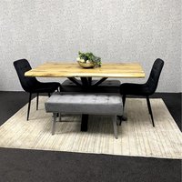 Kosy Koala Dakota Dining Set With Velvet Benches - Black / 117cm