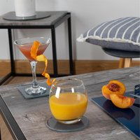 6x Glass Round Coasters - 10cm - Grey