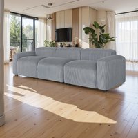 2 or 3 Seater Sofa Comfy Corduroy Couch w Spring Cushion - Grey / 3