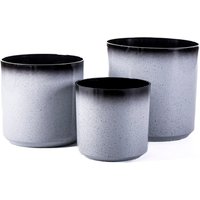 Glazed Slate and Black Cylinder Planter - Slate/Black / 1 / 26cm