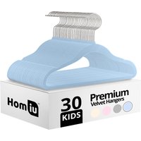30 Pack Velvet Kids Hangers, Non-Slip Baby Clothes Hangers - Blue