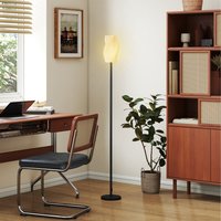 HOMCOM 3D Printed Floor Lamp with Flowing Curved Shade - White / No