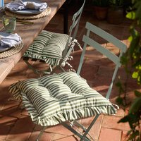 Millie Ruffle 2 Pack Indoor-Outdoor Seat Pads - Green