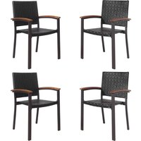 Set of 4 Outdoor Stackable Chairs - Black