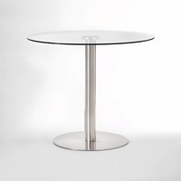 Metropolitan Round Glass and Silver Finish Dining Table - Silver