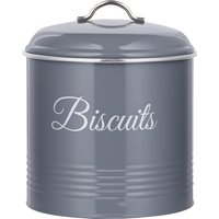 Round Biscuit Tin With Air Tight Lid - Grey