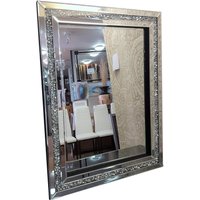 Crushed Diamond Crystal Glass Wall Mirror 60X80Cm - Silver
