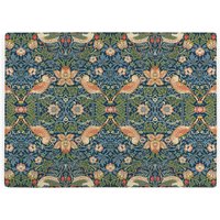 Blue Strawberry Thief Glass Worktop Protector - William Morris Artwork - Blue