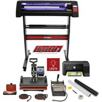 Vinyl Cutter LED, 5 in 1 Heat Press, Printer, Signcut Pro and Weeding Kit Bundle - Black