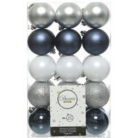 Decoris, 30 Baubles Blue Silver White - Multi Decoris, 30 Baubles Blue Silver White - Multi
