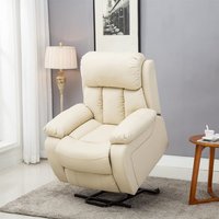 Chester Electric Rise Leather Recliner Power Armchair - Cream