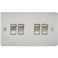 Knightsbridge Flat plate 10AX 4G 2-way switch - brushed chrome - FP4100BC - Brushed Chrome