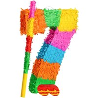 Number 7 Cardboard Pinata, Stick and Blindfold Set - Multi