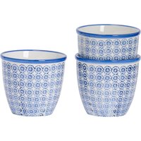14cm Hand-Printed Plant Pot Pack of 3 - Navy