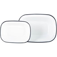 Argon Tableware, White Enamel Pie Dishes 2pc Set - Navy Argon Tableware, White Enamel Pie Dishes 2pc Set - Navy