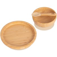 Children's Bamboo Suction Round Dinner Set - Beige