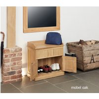 Mobel Oak Shoe Bench with Hidden Storage - Light Oak