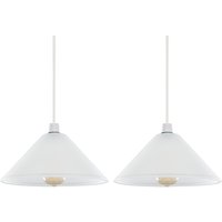 Pair Of Modern White Frosted Glass Ceiling Light Shades - White