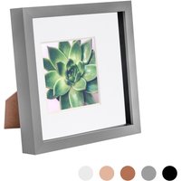 3D Box Photo Frame - 8 x 8" with 4x4" Mount - Grey