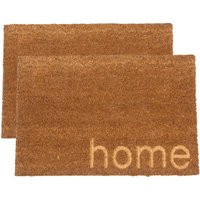 Nicola Spring Coir Door Mats - 60 x 40cm - Embossed Home - Pack of 2 - Brown