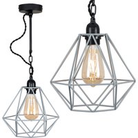 Huber Black Ceiling Light Pendant With Grey Pendant Shade - Black