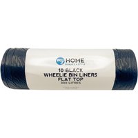 Pack of 10 Wheelie Bin Liners Flat Top 300L - Black