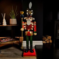 Light Up Nutcracker Soldier LED Christmas Wooden Ornament Home Decoration - Red and Green