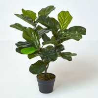 Homescapes Artificial Fiddle Leaf Fig Tree in Pot, 70 cm Tall - Green