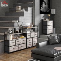 HOMCOM Chest of Drawers with Open Shelves - Grey Wood Effect / 60cm / 85cm