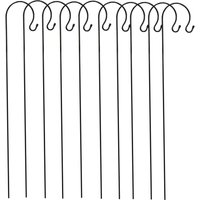 Shepherds Crook Black Metal Garden Border Hooks - Black / 10